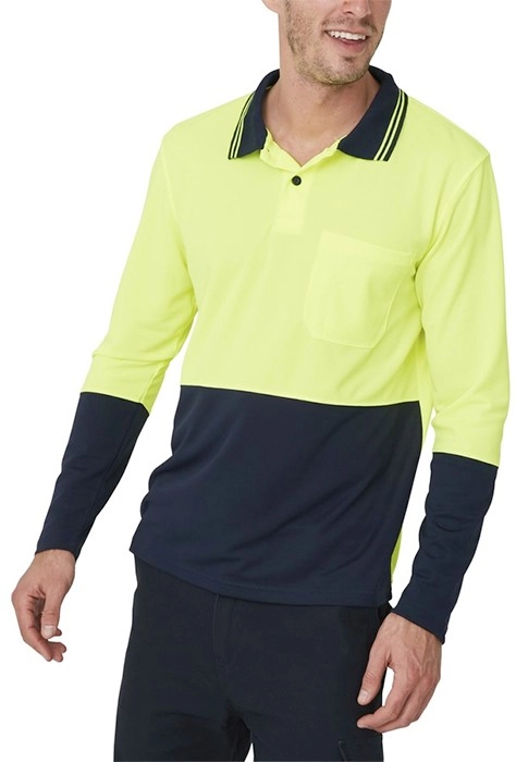 Blacksmith Men’s Long Sleeve Hi-Vis Work Polo - Neon Yellow