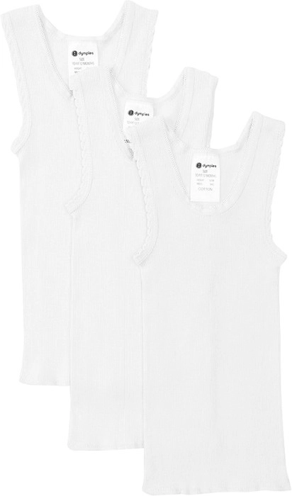 Dymples 3-Pack Vests - White