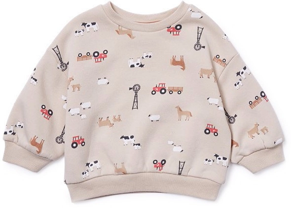 Dymples Printed Fleece Sweater - Cream