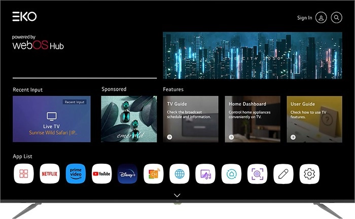 EKO 65 inch Ultra HD WebOS Hub TV WB
