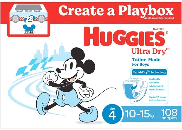 Huggies 108-Pack Ultra Dry Nappies Boys Size 4 10-15kg