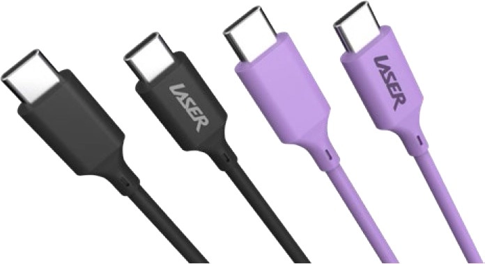 Laser Twin Pack 2m USB-C to USB-C - Black/Purple