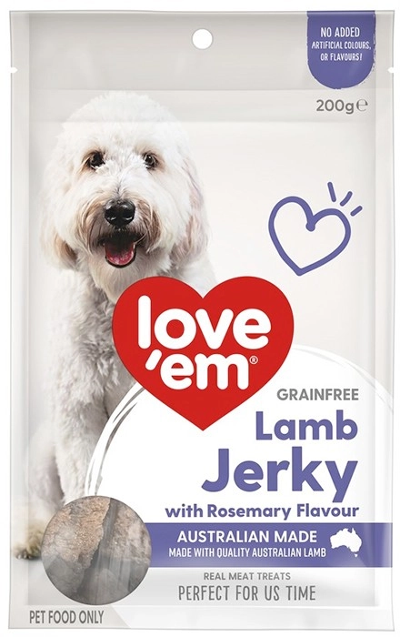 Love ‘em Lamb Jerky with Rosemary Dog Treats 200g