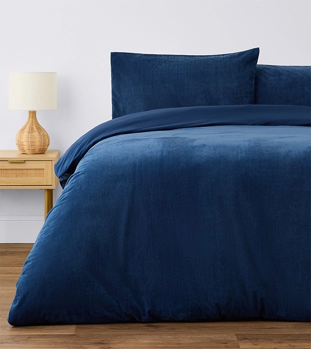 NEW Openook Mini Cord Quilt Cover Set Lyndon Navy - Queen