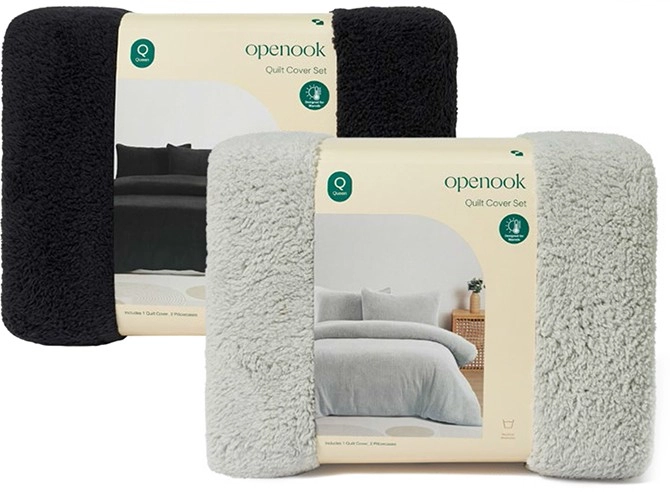 NEW Openook Teddy Quilt Cover Set - Queen