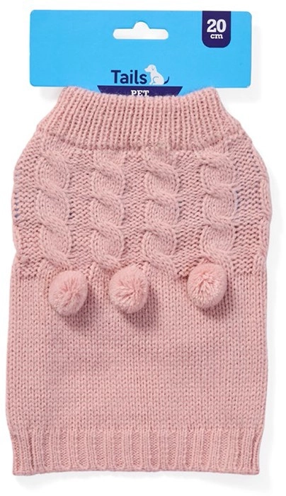 NEW Tails Pet Jacket Knit Cable 20cm - Pink