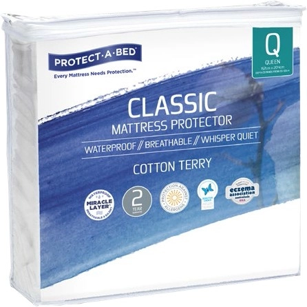 Protect-A-Bed Waterproof Cotton Terry Fitted Mattress Protector Queen