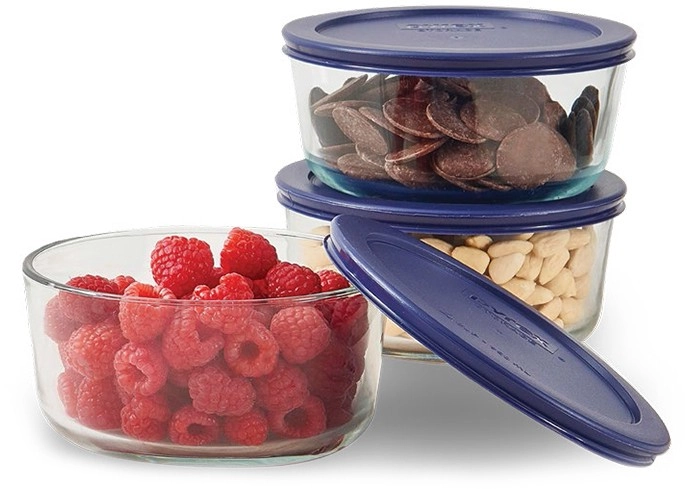 Pyrex Simply Store 2-Cup Round Storage Dish with Blue Lid