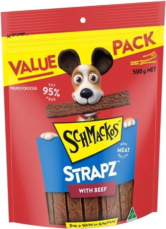 Schmackos Strapz Beef Dog Treats 500g