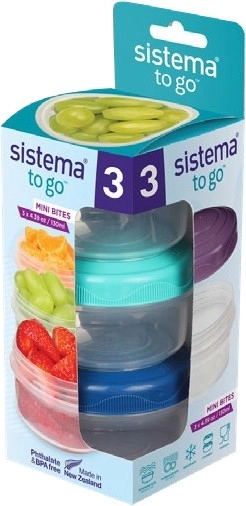 Sistema 3-Pack Mini Bites To Go Snack Container