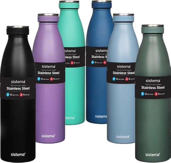 Sistema Assorted Stainless Steel Bottles 750ml