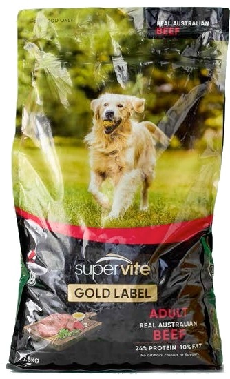 Supervite Gold Label Adult Beef Dry Dog Food 7.5kg