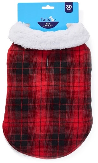 Tails Pet Jacket Plaid 30cm - Black/Red