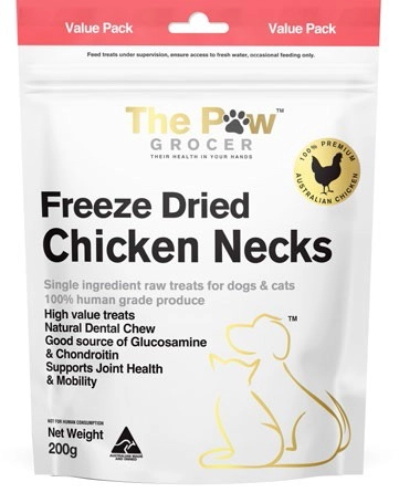 The Paw Grocer Freeze Dried Chicken Necks Dog Treats 200g