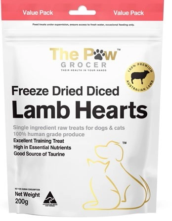 The Paw Grocer Freeze Dried Lamb Hearts Dog Treats 200g