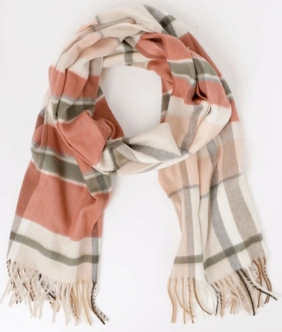 Basque Cashmink Check Scarf - Blush