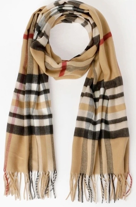 Basque Cashmink Check Scarf - Camel