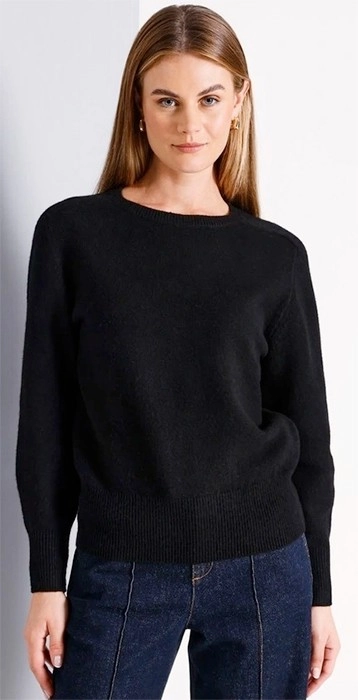 Basque Soft Touch Crew Neck Knit - Black