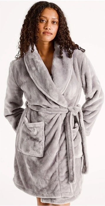 Soho Fleece Short Robe - Grey