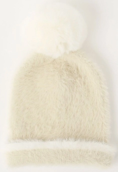 Tilii Brush Knit Pom Beanie in Oat