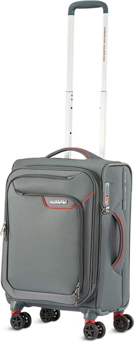 American Tourister Applite 4E Expandable TSA Spinner in Grey and Red