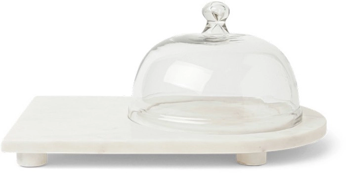 Heritage White Marble Cake Dome with Glass