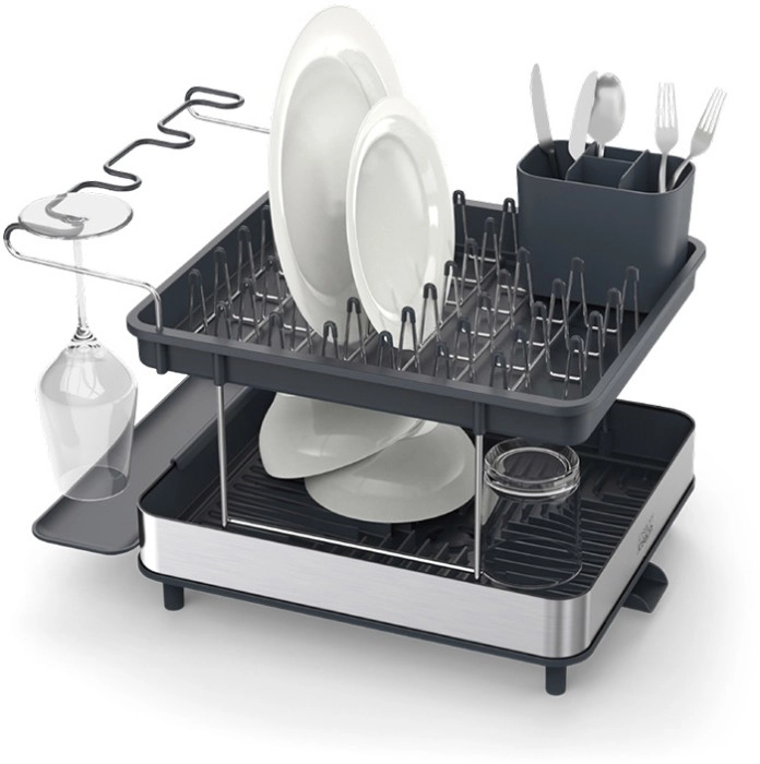 Joseph Joseph Excel Steel 2-Tier Dish Rack in Grey