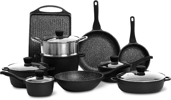 The Cooks Collective 10pc Classic Cast Aluminium Non-Stick Cookware Set