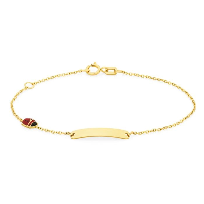 9ct Gold 14+2cm Ladybird ID Trace Bracelet