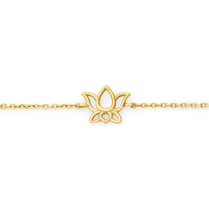 9ct Gold 19cm Lotus Flower Solid Trace Bracelet