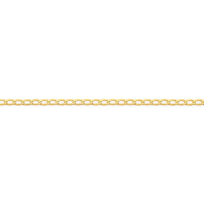 9ct Gold 40cm Fine Diamond-Cut Open Oval Curb Chain