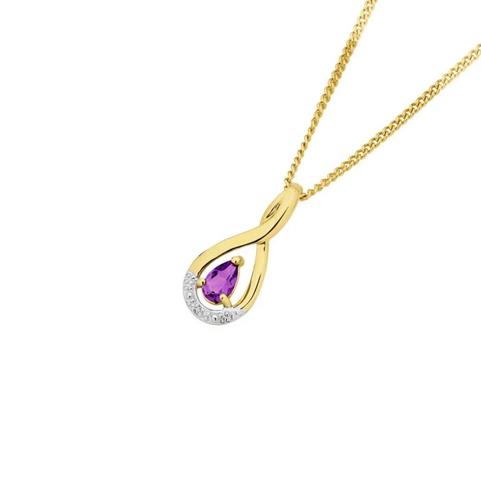 9ct Gold Amethyst & Diamond Slider Pendant