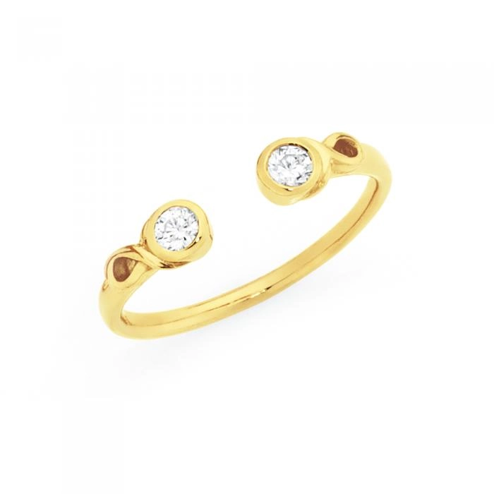 9ct Gold Cubic Zirconia Bezel Ends Toe Ring