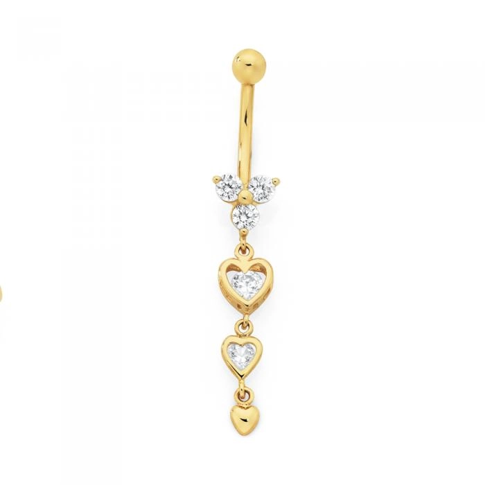 9ct Gold Cubic Zirconia Heart Drop Bananabel