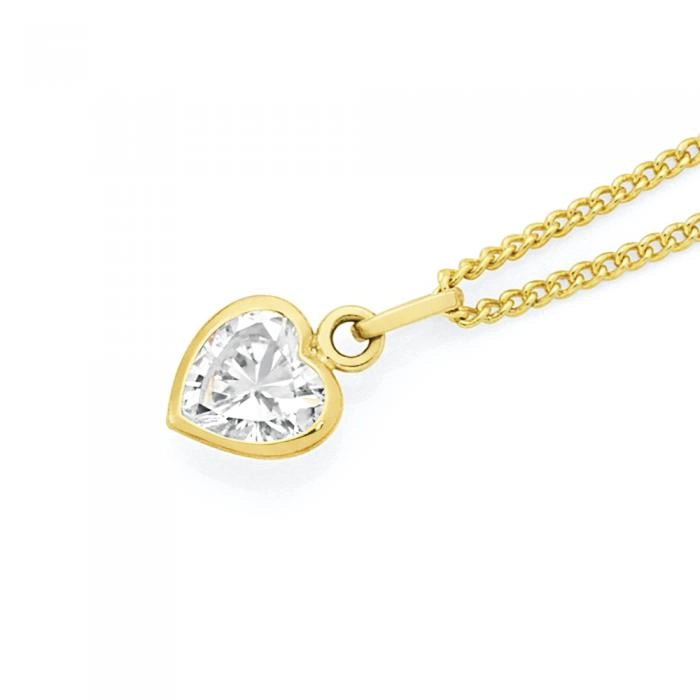 9ct Gold Cubic Zirconia Heart Pendant