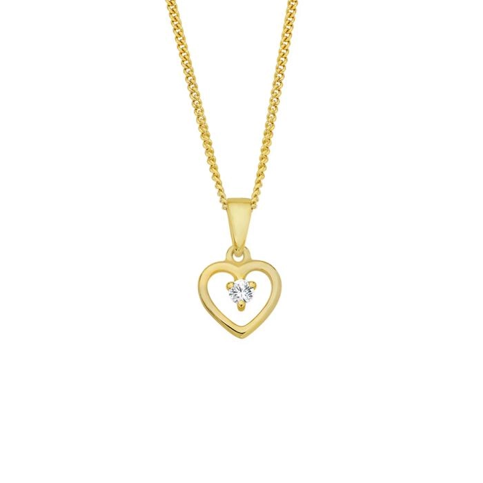 9ct Gold Cubic Zirconia Open Heart Pendant