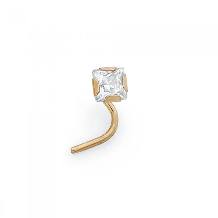 9ct Gold Cubic Zirconia Princess Cut Nose Stud