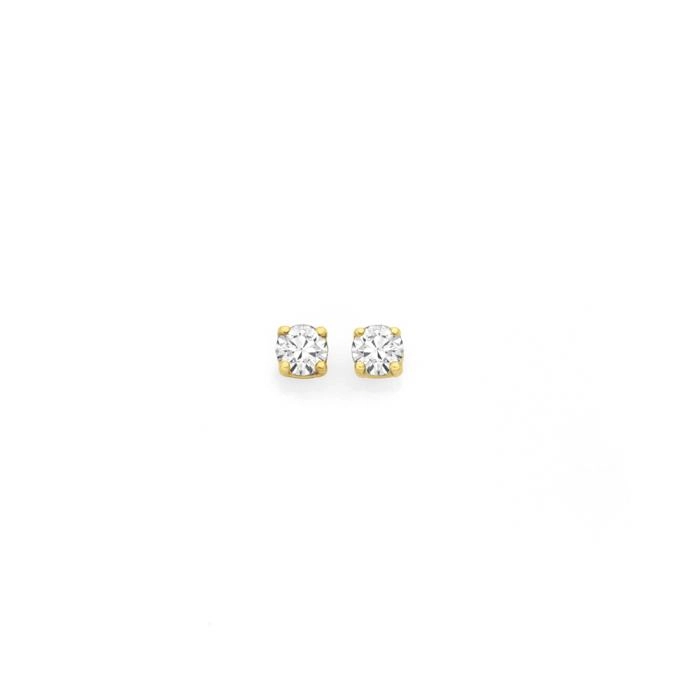 9ct Gold Diamond 4 Claw Stud Earrings