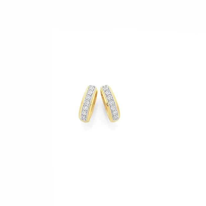 9ct Gold Diamond Huggie Earrings