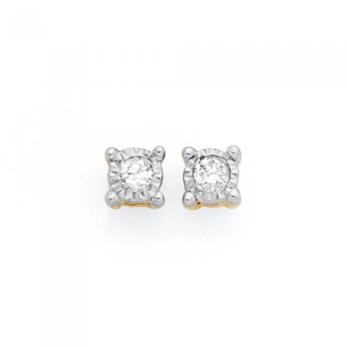 9ct Gold Diamond Stud Earrings