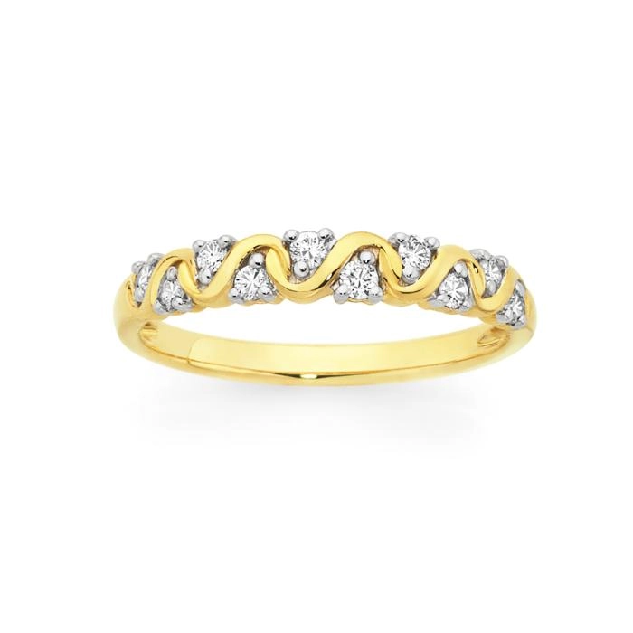 9ct Gold Diamond Swirl Band