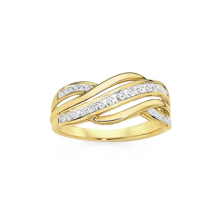 9ct Gold Diamond Swirl Ring