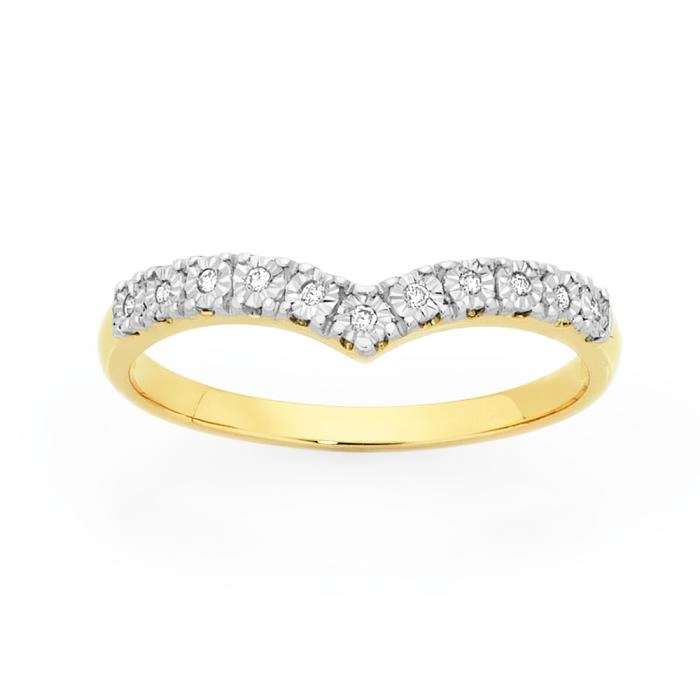 9ct Gold Diamond "V" Shape Band