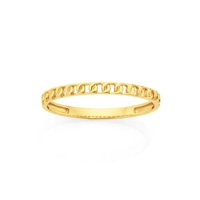 9ct Gold Fine Curb Stacker Ring