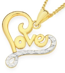 9ct Gold, Love Two Tone Pendant