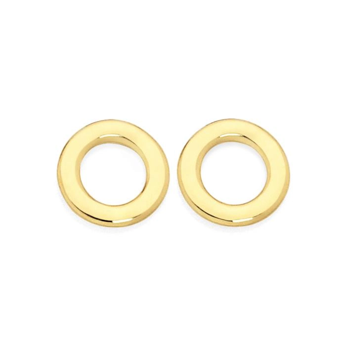 9ct Gold Open Circle Stud Earrings