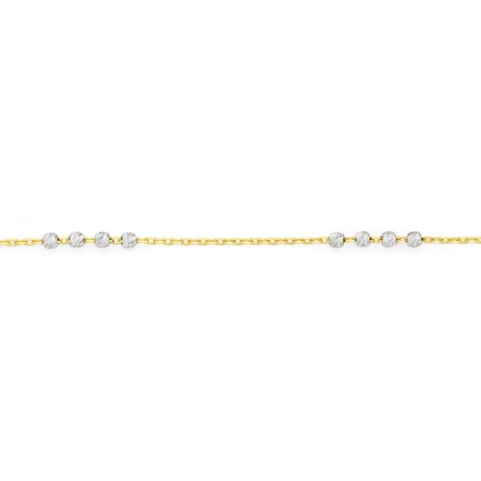 9ct Gold Two Tone 27cm Beaded Anklet