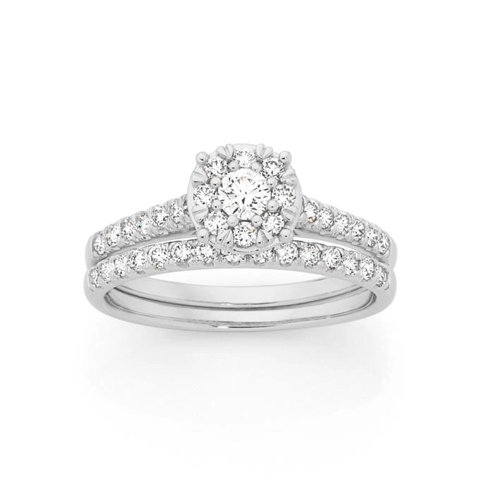 9ct White Gold Diamond Bridal Set