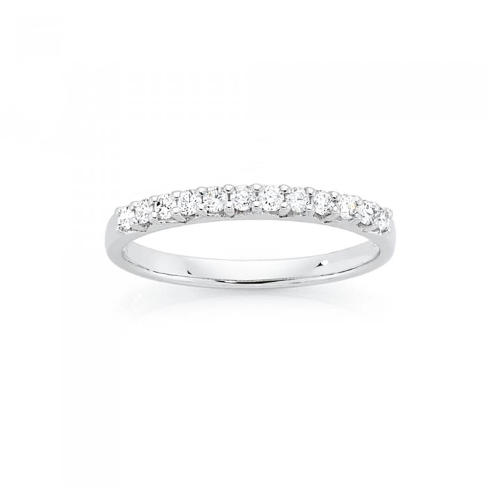 9ct White Gold Diamond Claw Set Band