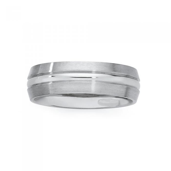 Stainless Steel Men's Matte Centre Ridge Ring